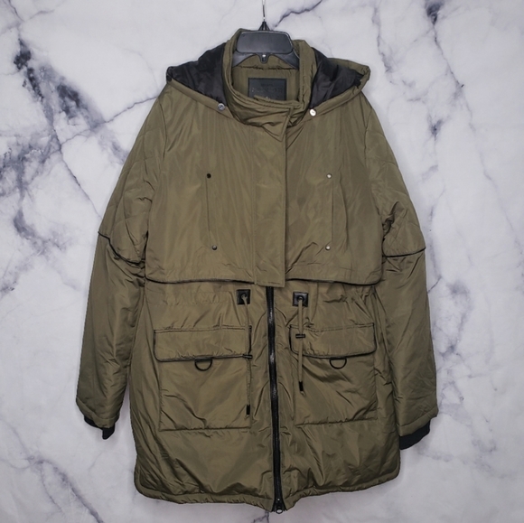 Noize green parka coat with removable faux fur - Picture 2 of 6